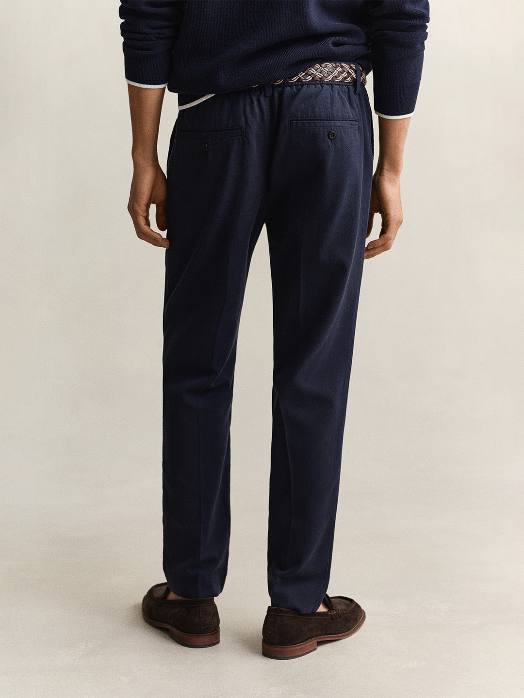 Gant Men Navy Blue Solid Slim Fit Trouser