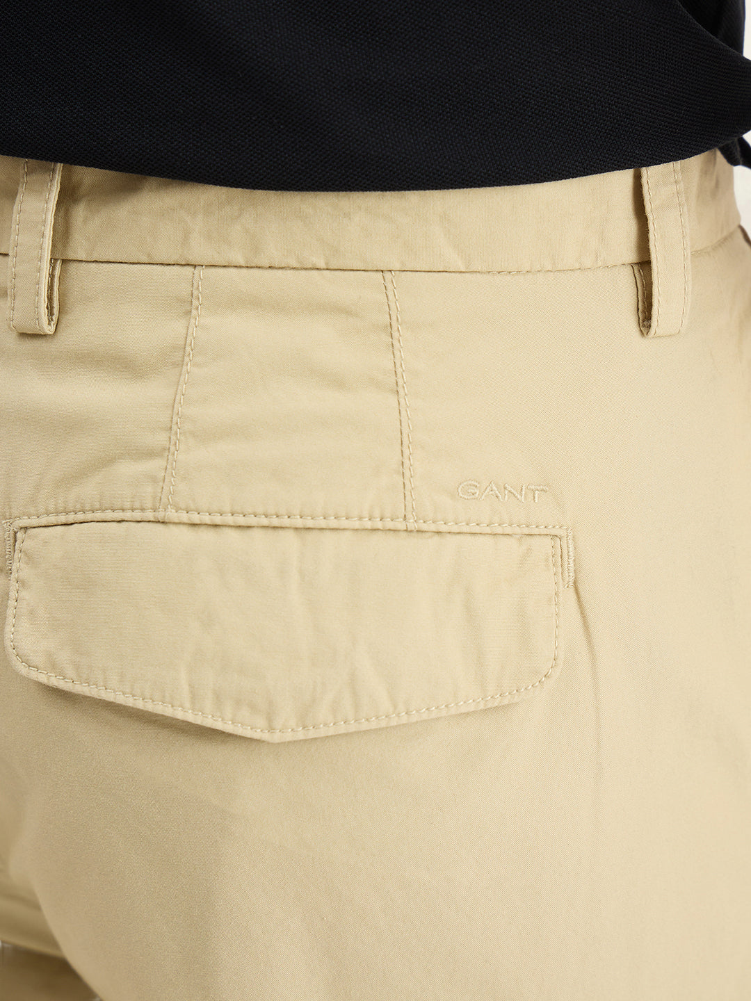 Gant Men Beige Solid Regular Fit Pure Cotton Trouser