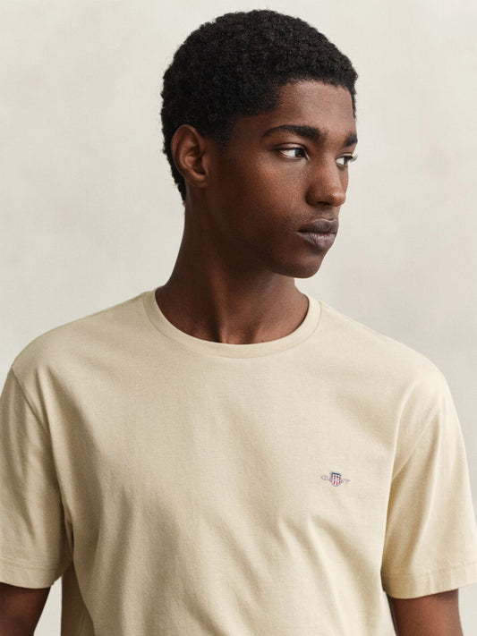 GANT Men Beige Regular Fit Shield T-Shirt