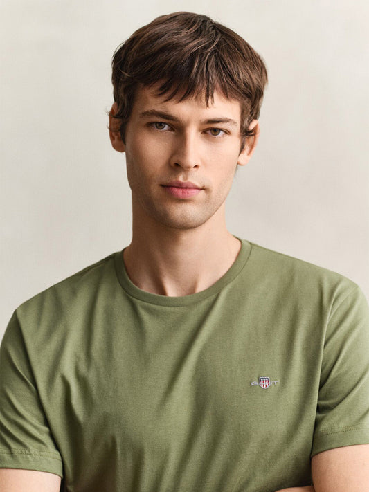 GANT Men Green Regular Fit Shield T-Shirt