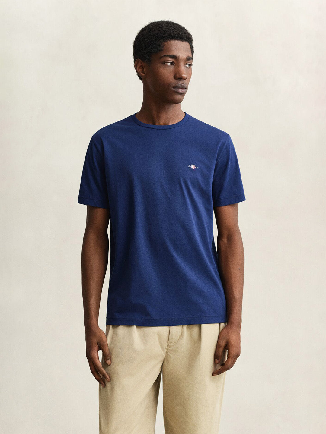 GANT Men Navy Blue Regular Fit Shield T-Shirt