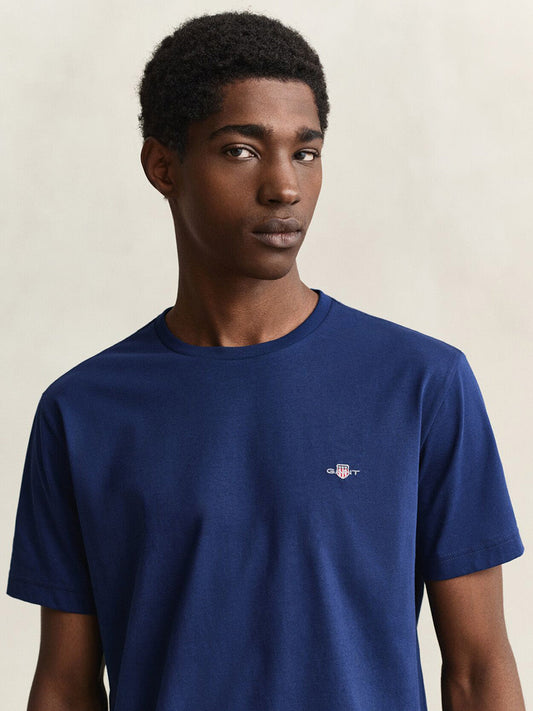 GANT Men Navy Blue Regular Fit Shield T-Shirt