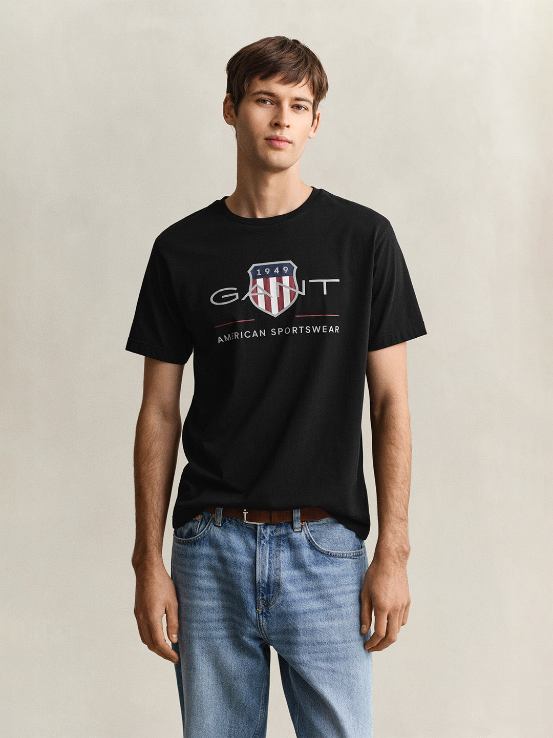 GANT Men Black Printed Regular Fit Archieve Shield T-Shirt