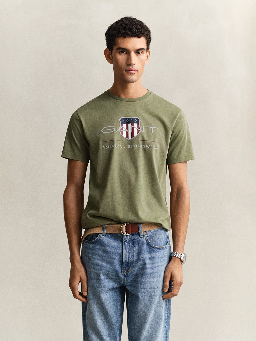 GANT Men Green Shield Printed Pure Cotton T-Shirt