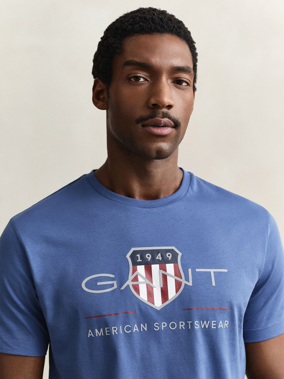GANT Men Blue Shield Printed Pure Cotton T-Shirt