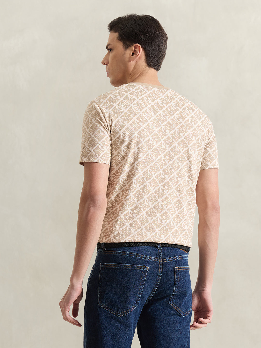 GANT Men Beige Printed T-Shirt