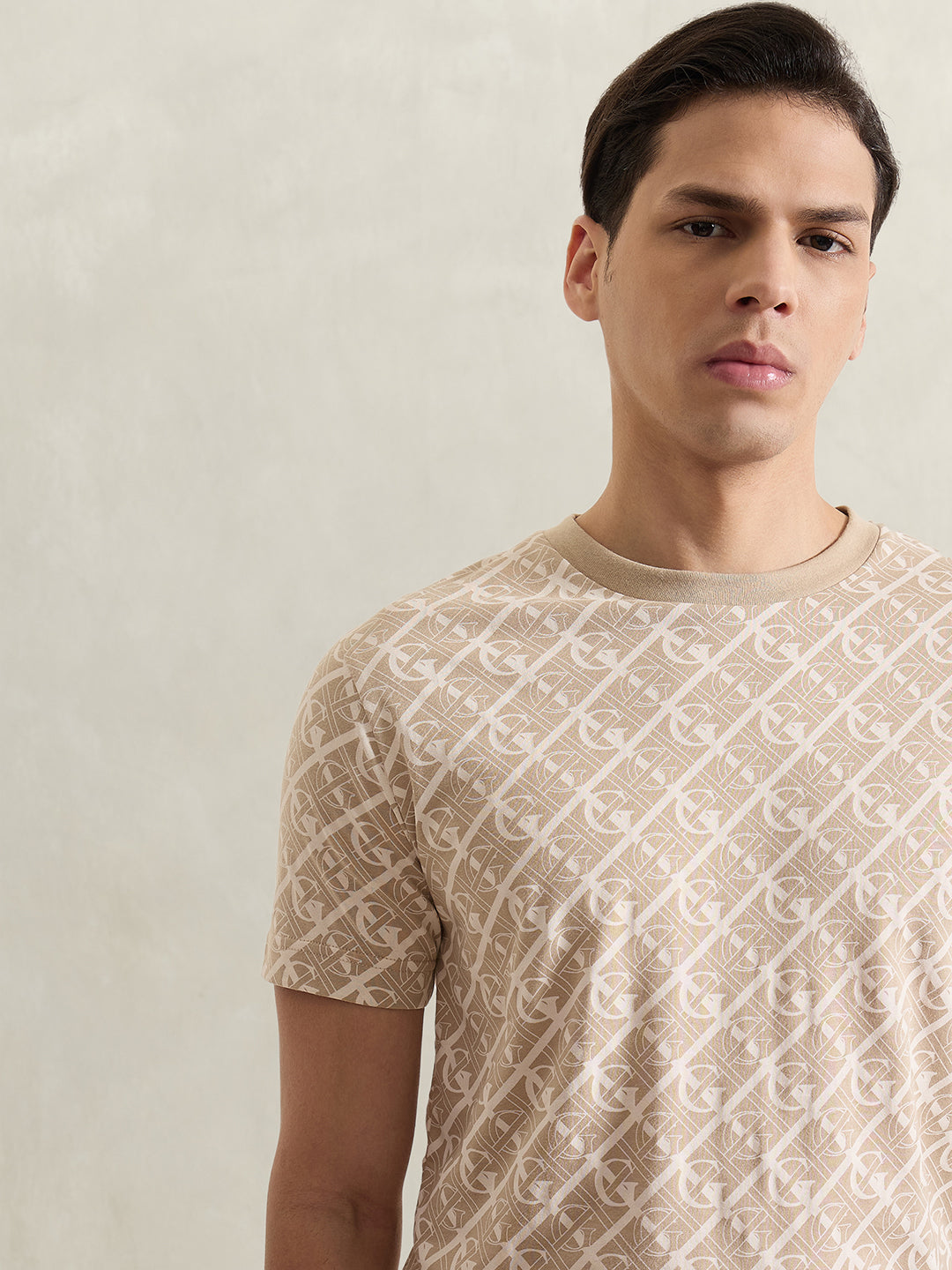 GANT Men Beige Printed T-Shirt
