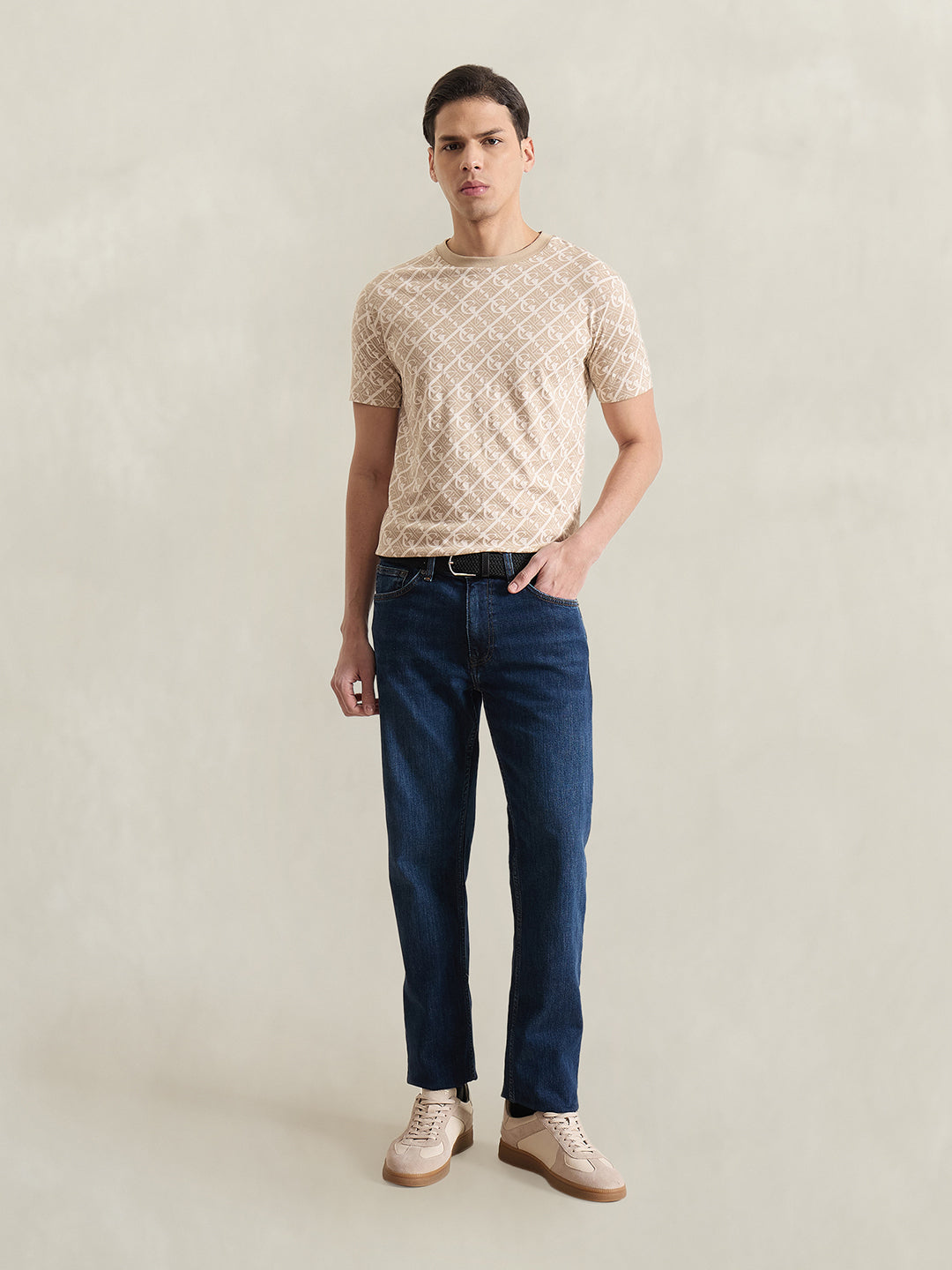GANT Men Beige Printed T-Shirt