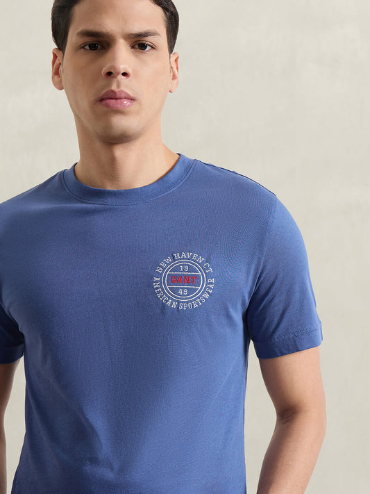 GANT Men Blue Solid T-Shirt