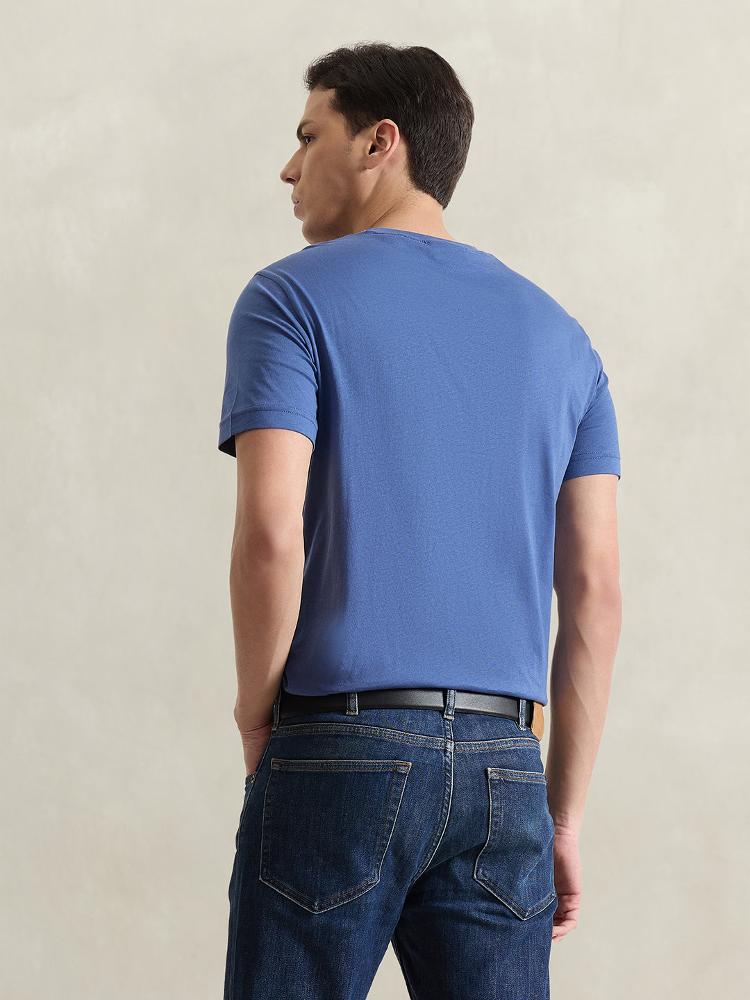 GANT Men Blue Solid T-Shirt