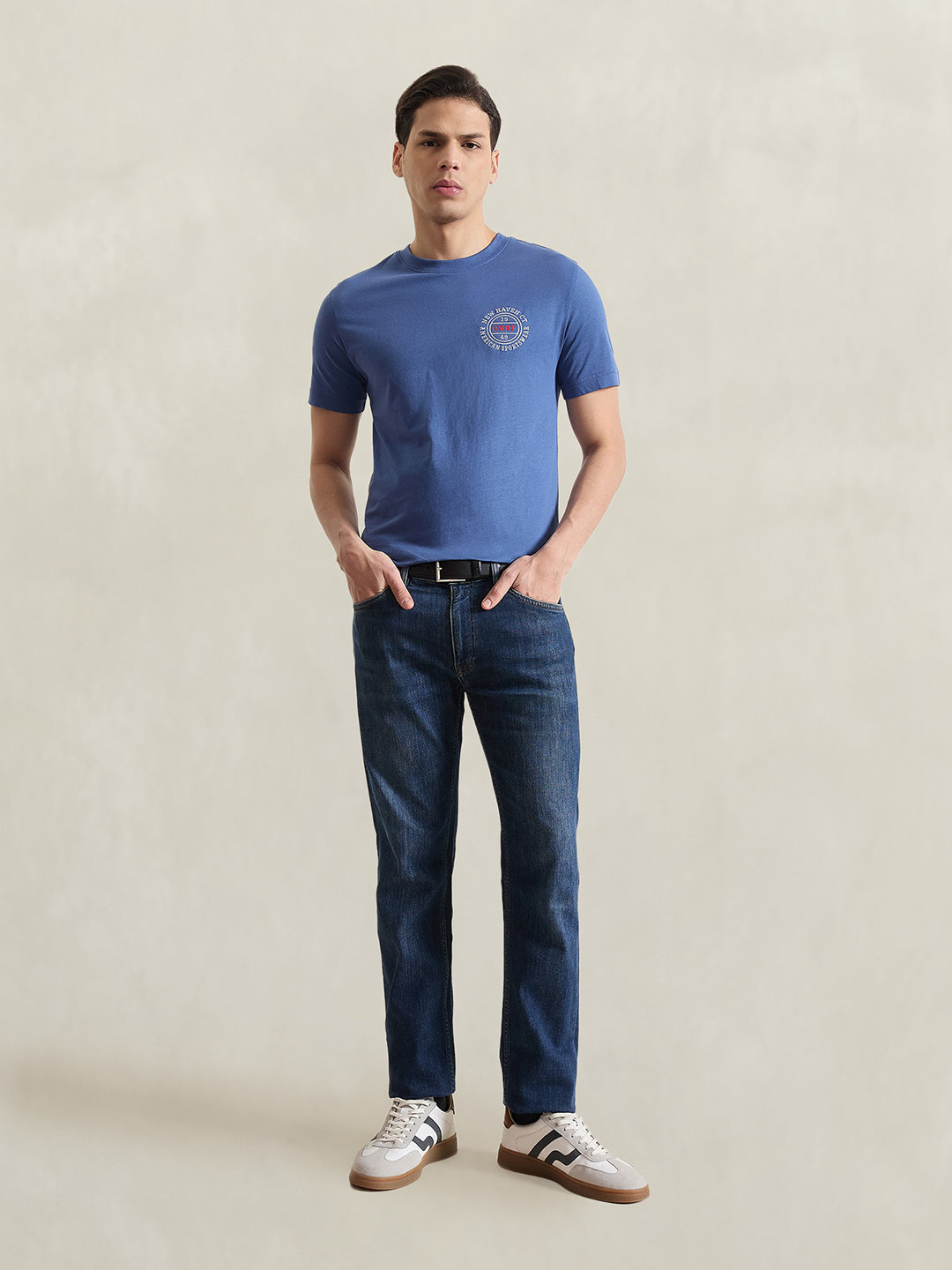 GANT Men Blue Solid T-Shirt