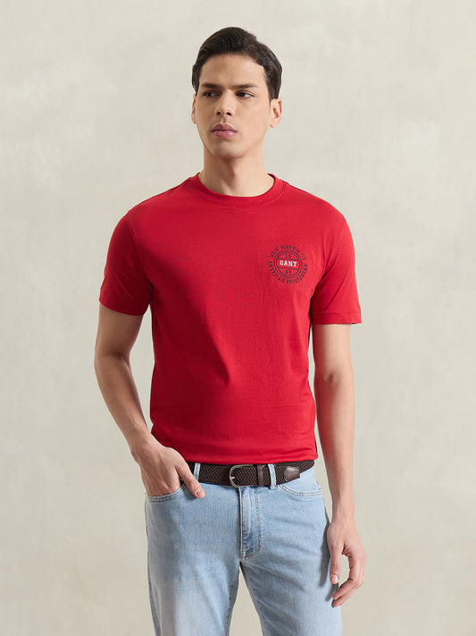GANT Men Red Solid T-Shirt