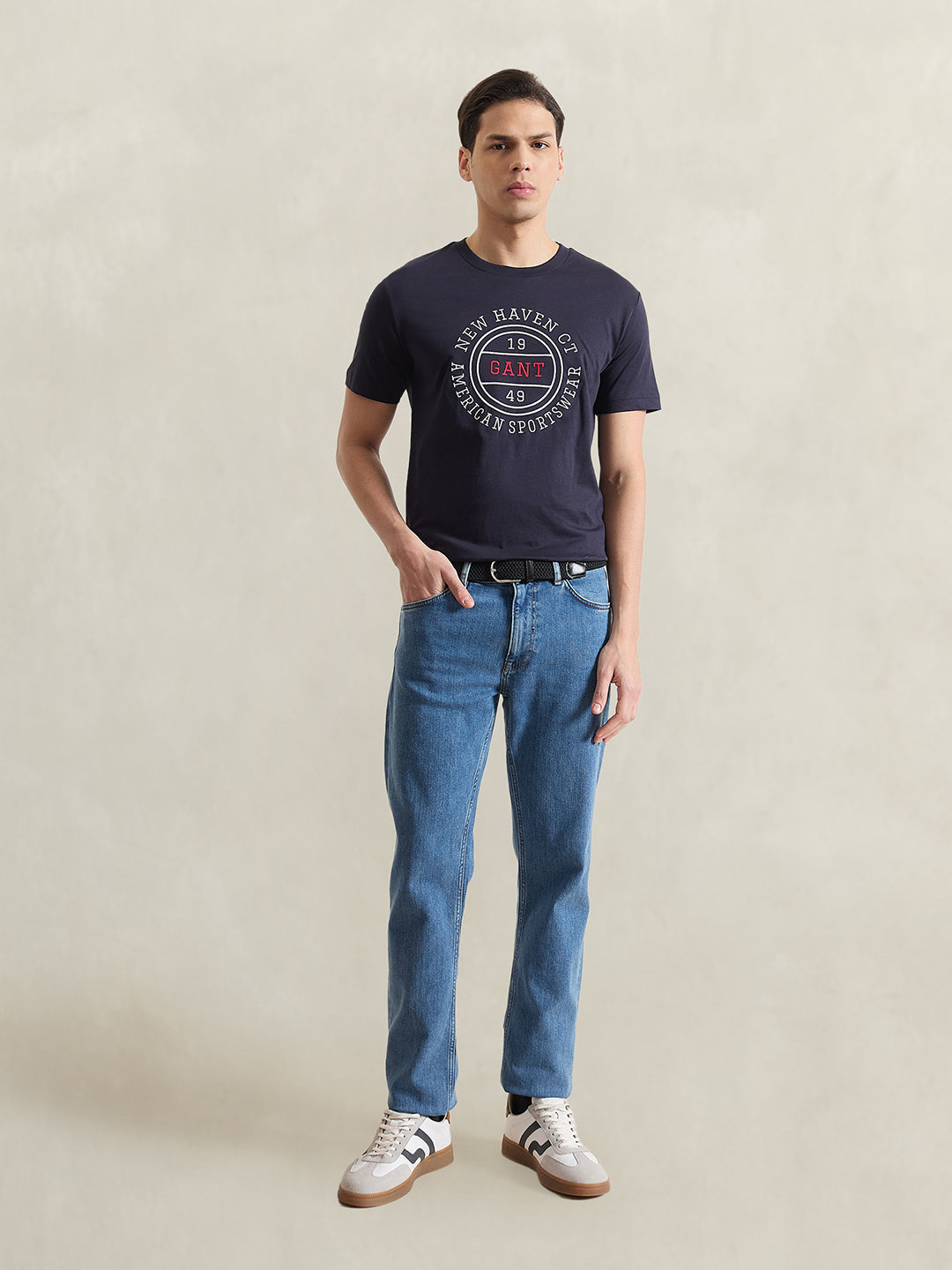 GANT Men Navy Blue Printed T-Shirt