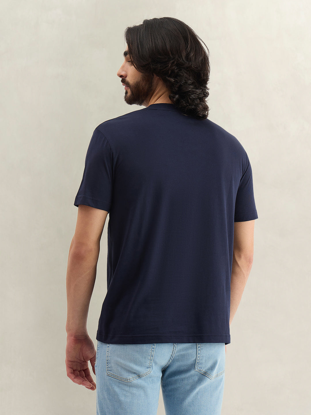 Gant Men Solid Navy Blue T-Shirt