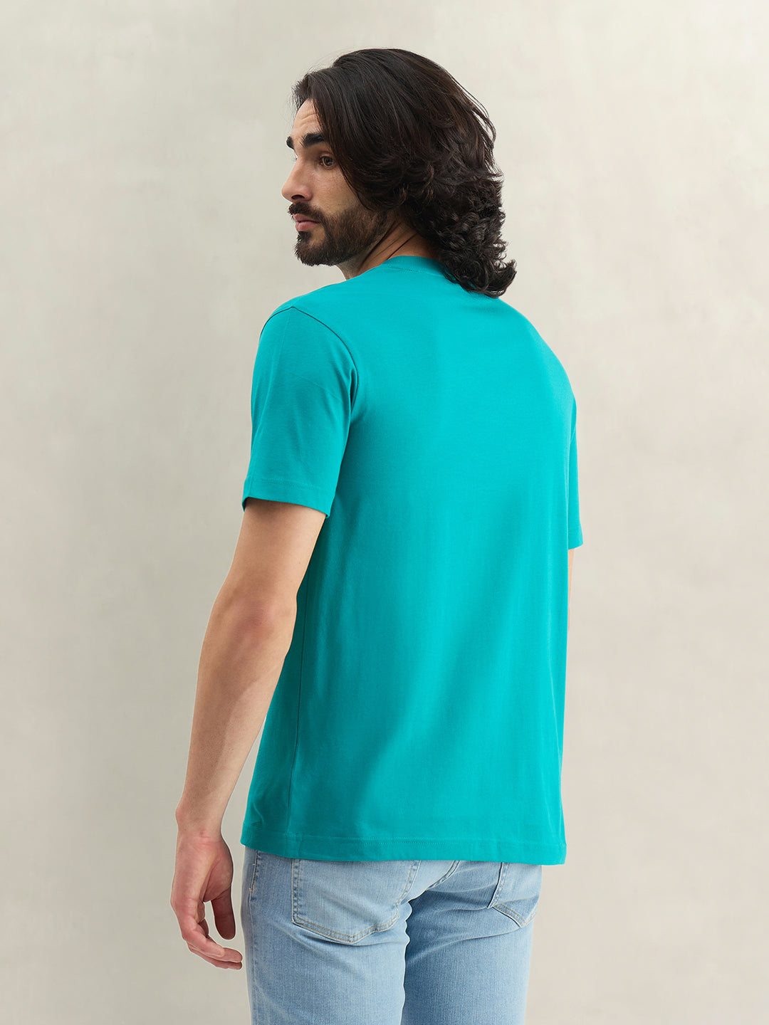 Gant Men Solid Turquoise T-Shirt