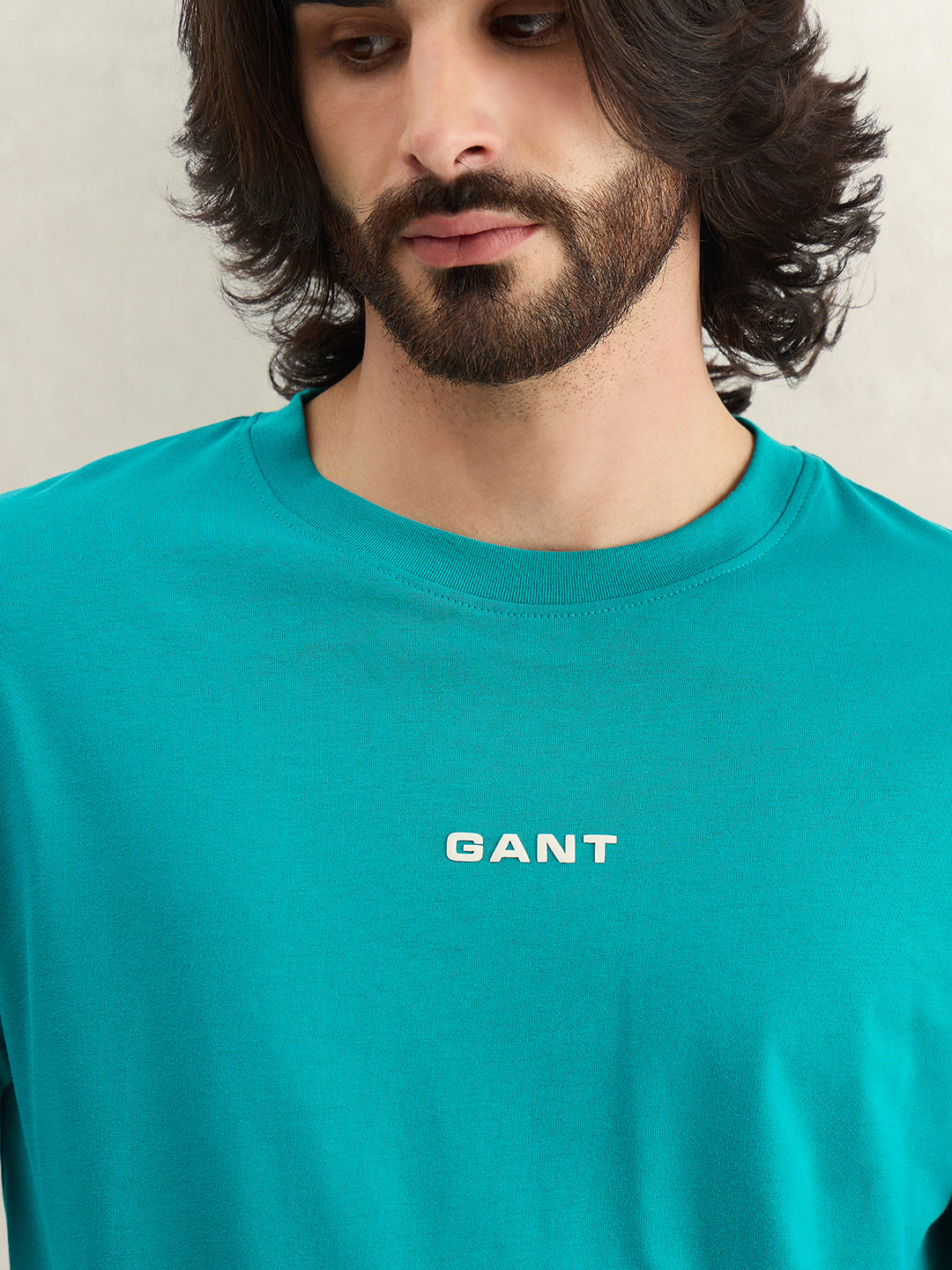 Gant Men Solid Turquoise T-Shirt