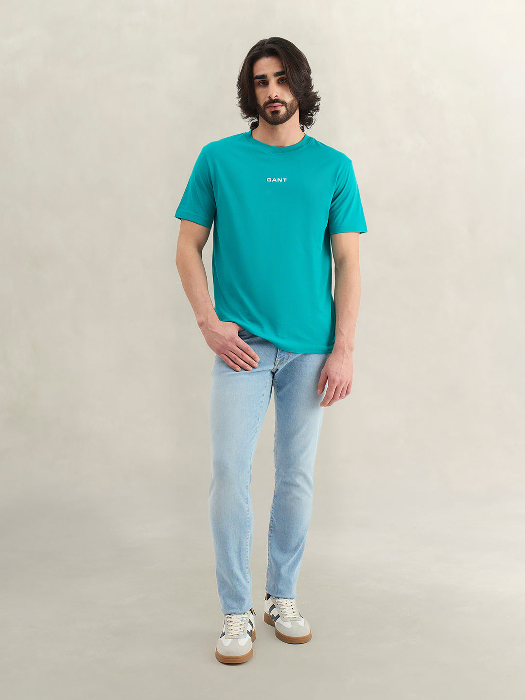 Gant Men Solid Turquoise T-Shirt