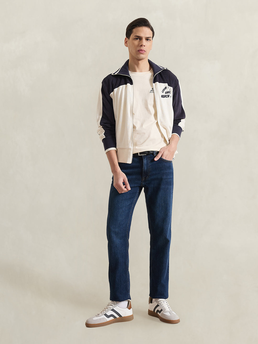 GANT Men Cream Solid T-Shirt