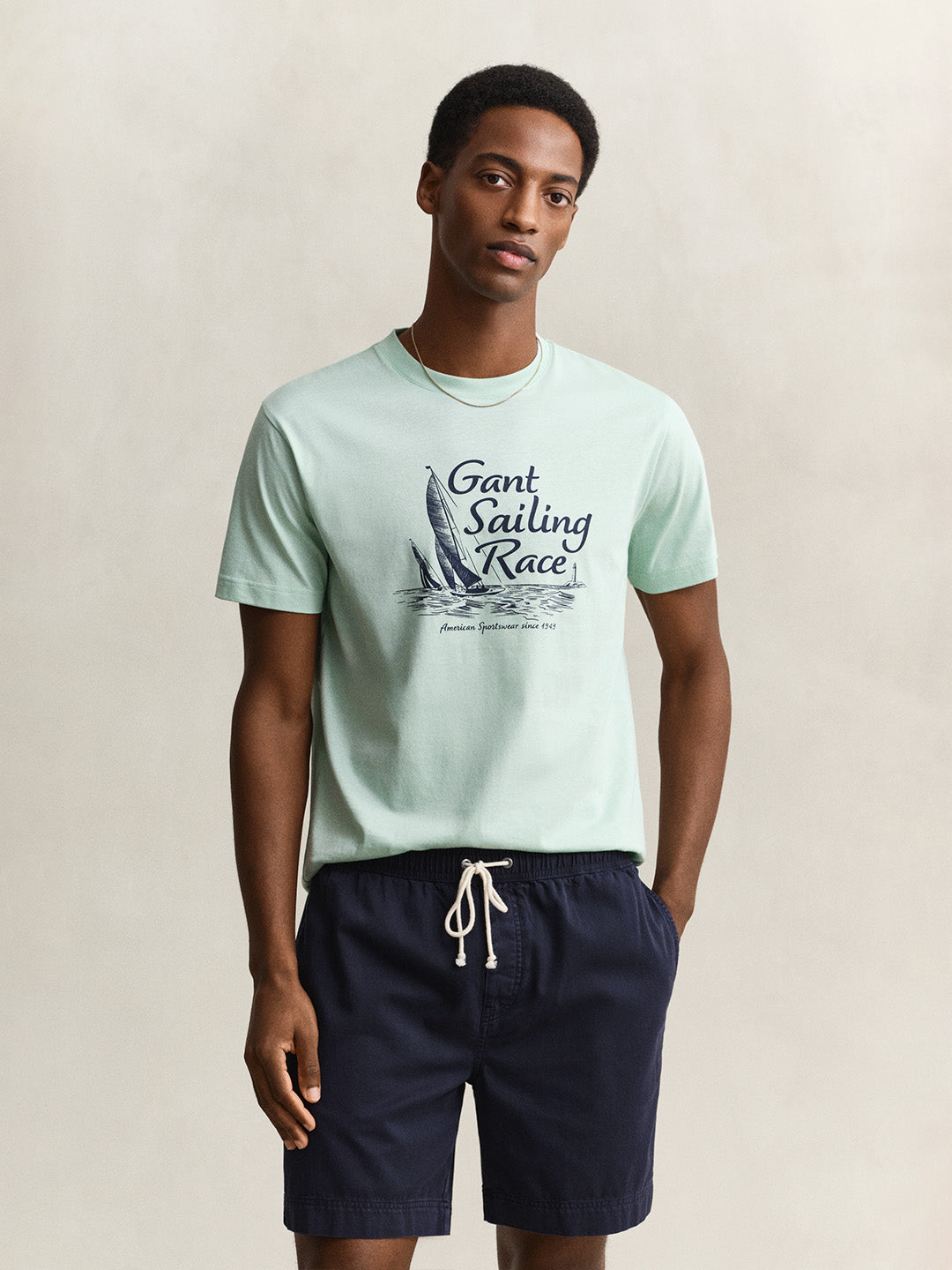 GANT Men Green Printed Regular Fit T-Shirt