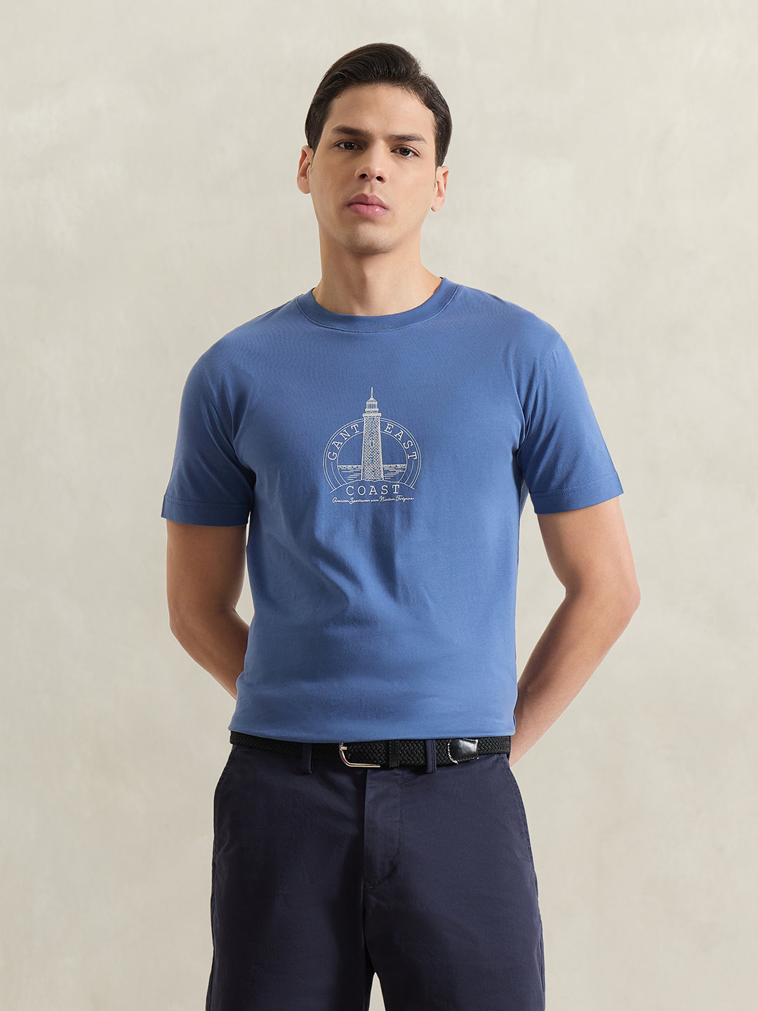 GANT Men Blue Printed T-Shirt