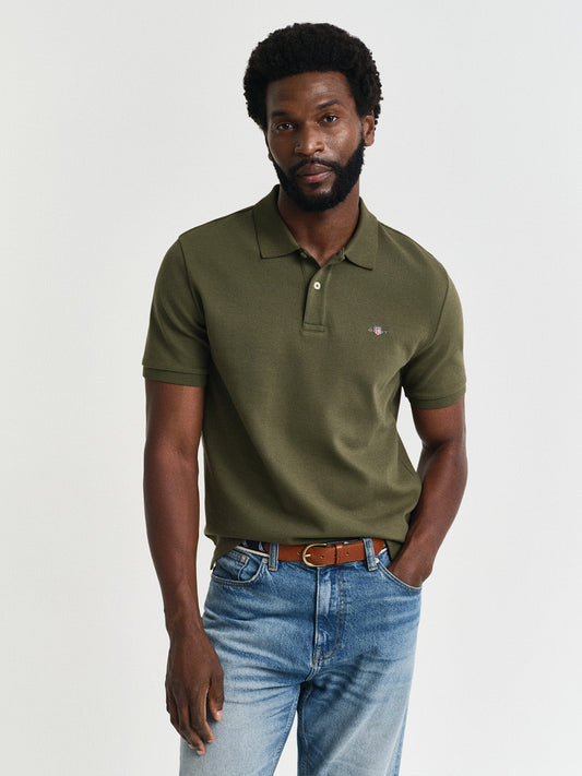 Gant Men Green Ottoman Cotton Polo T-Shirt
