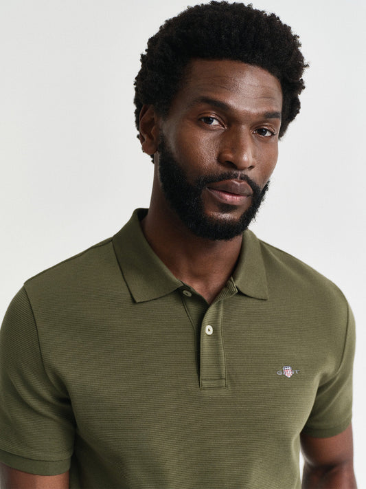 Gant Men Green Ottoman Cotton Polo T-Shirt