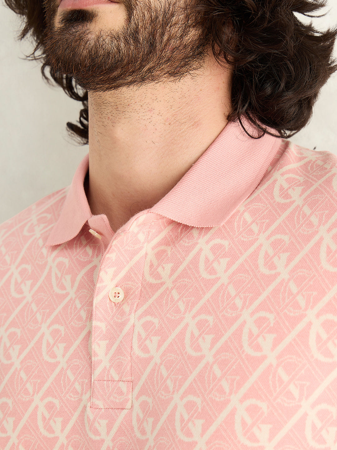 Gant Men Pink Monogram Regular Fit Polo T-Shirt