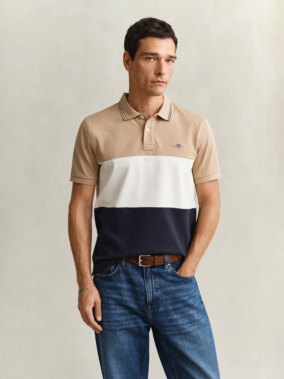 GANT Men Multicolour Colourblock Polo T-Shirt