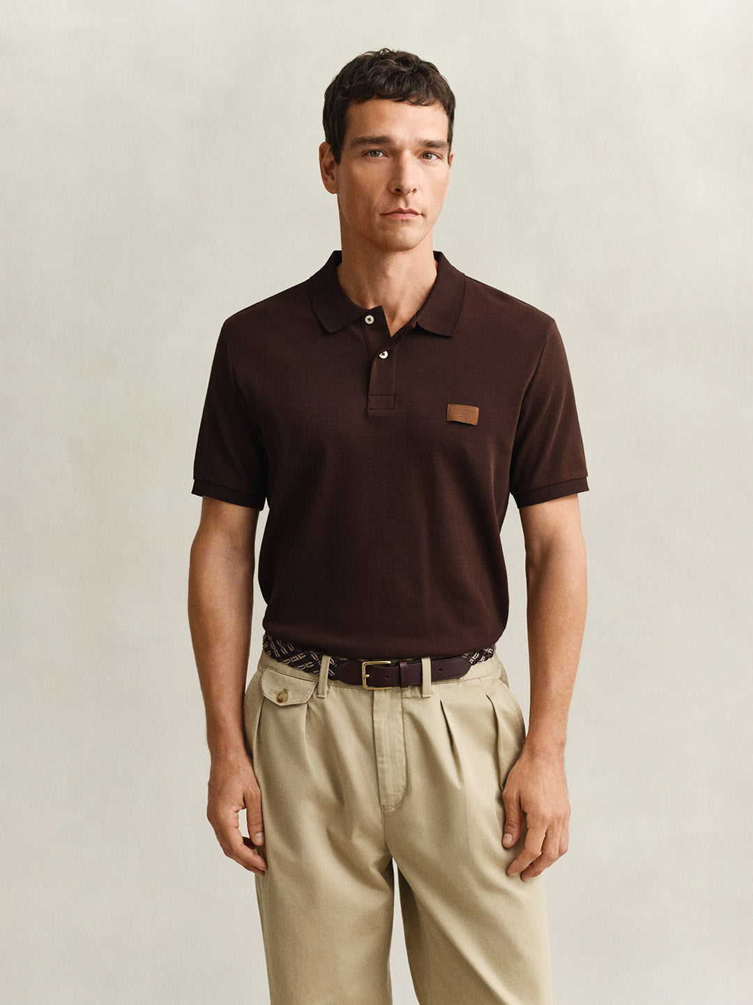 GANT Men Brown Cotton Polo T-Shirt
