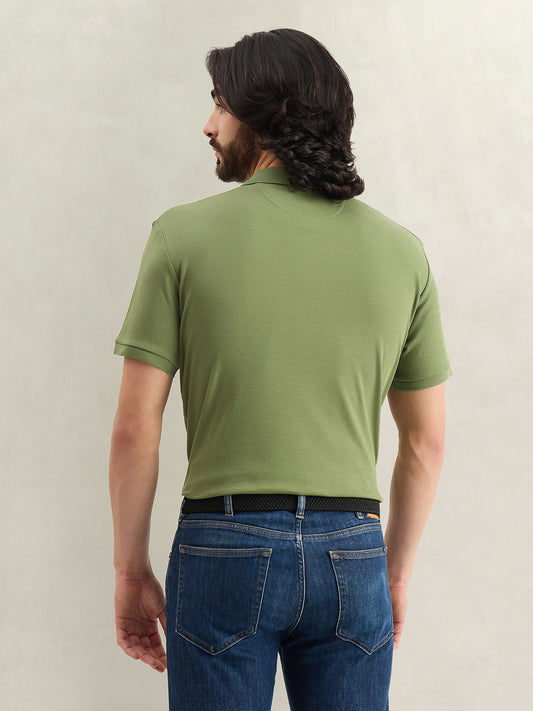Gant Men Solid Green Polo T-Shirt