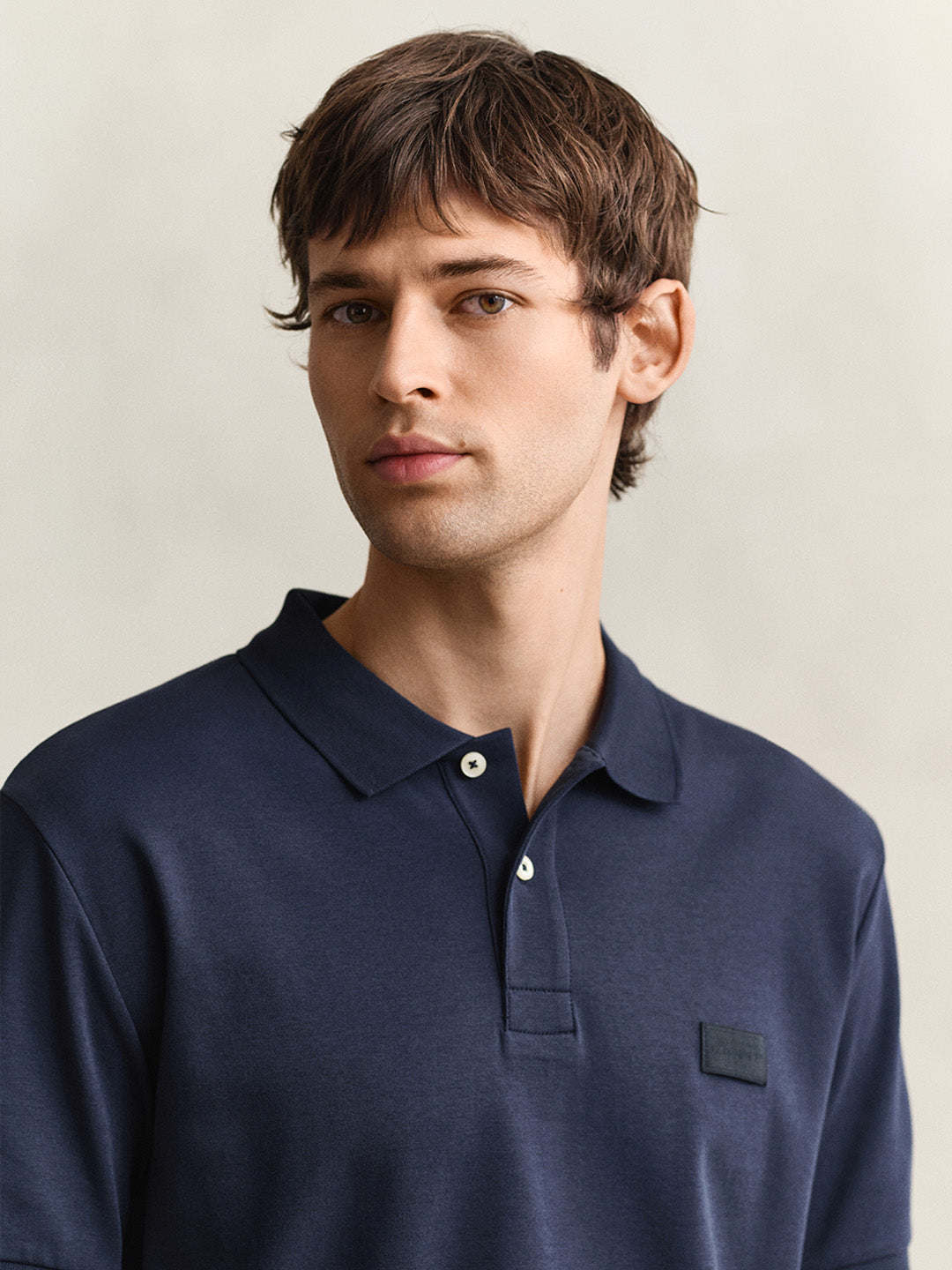 Gant Men Navy Blue Solid Regular Fit Pure Cotton Polo T-Shirt