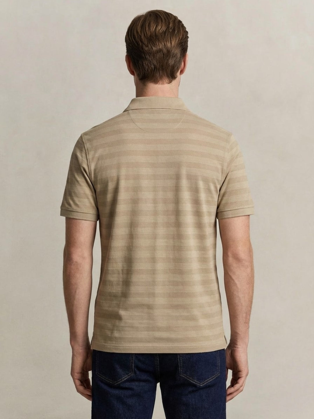 Gant Men Beige Cotton Striped Polo T-Shirt