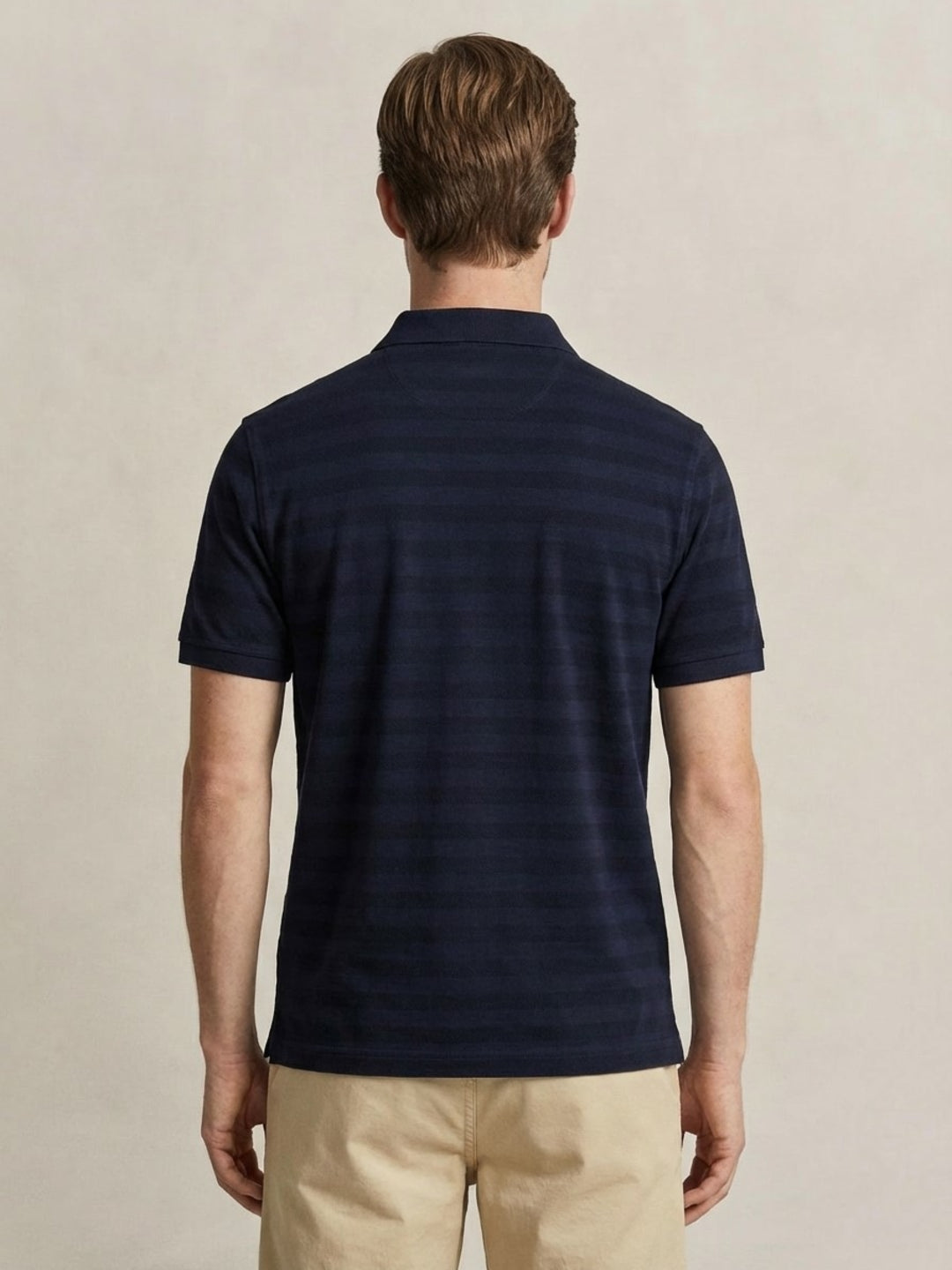 Gant Men Navy Blue Striped Regular Fit Pure Cotton Polo T-Shirt