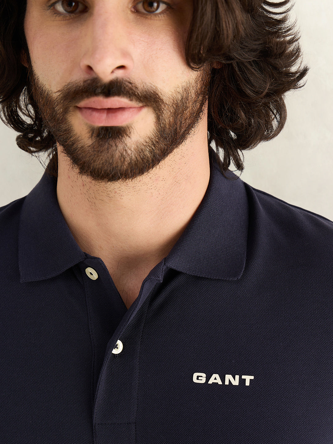 Gant Men Navy Blue Solid Regular Fit Pure Cotton Polo T-Shirt