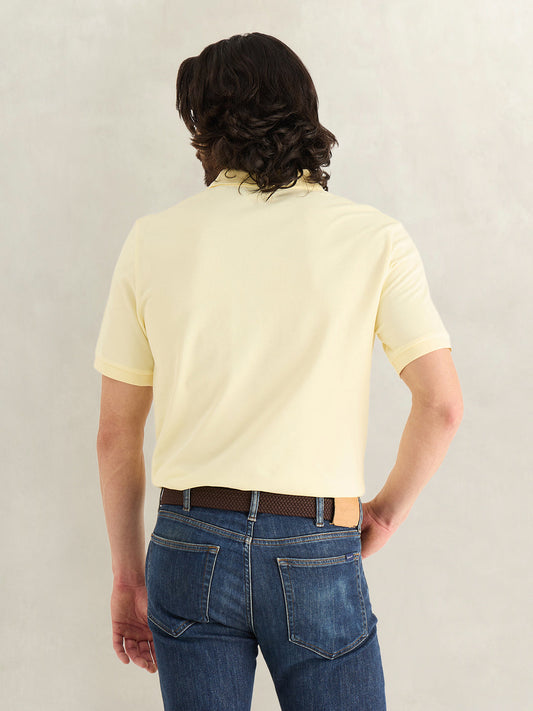 Gant Men Yellow Solid Regular Fit Pure Cotton Polo T-Shirt