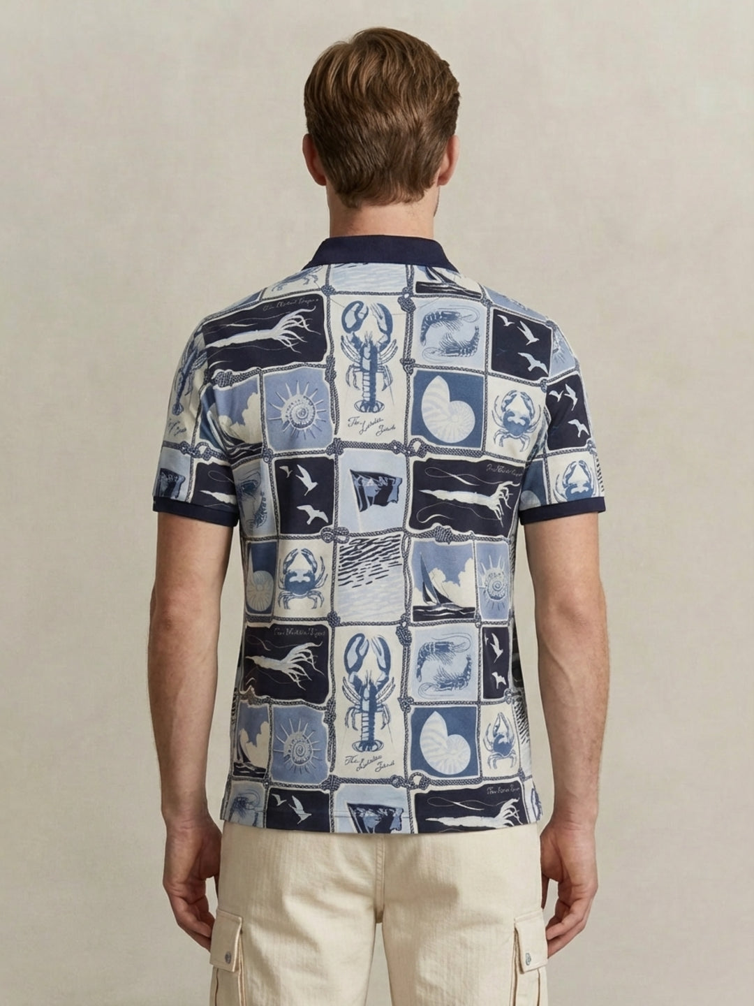 Gant Men Cotton Blue Printed Polo T-Shirt