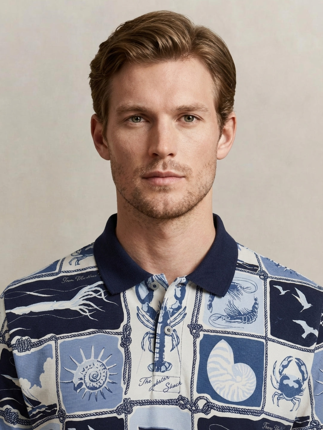 Gant Men Cotton Blue Printed Polo T-Shirt