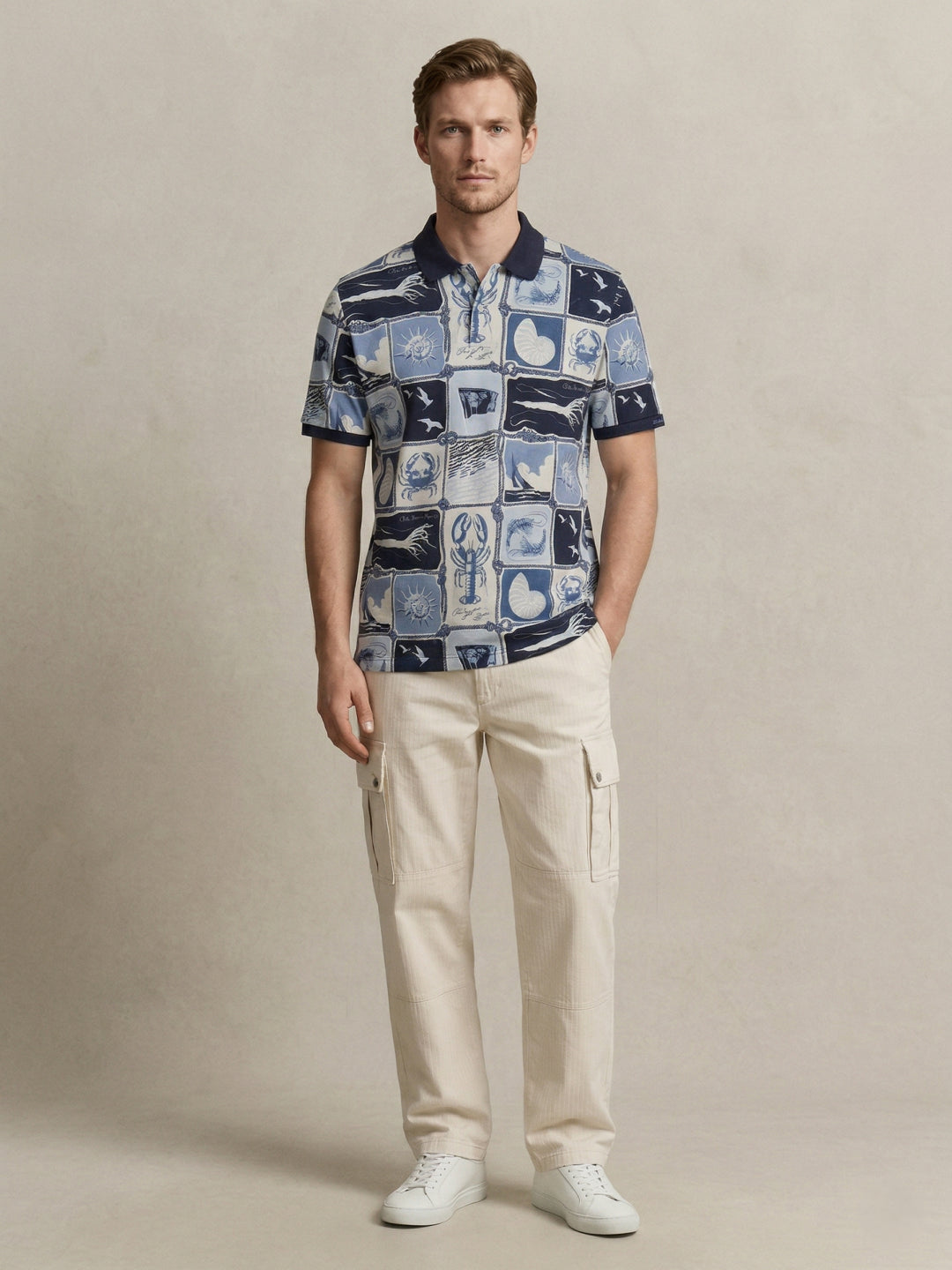 Gant Men Cotton Blue Printed Polo T-Shirt
