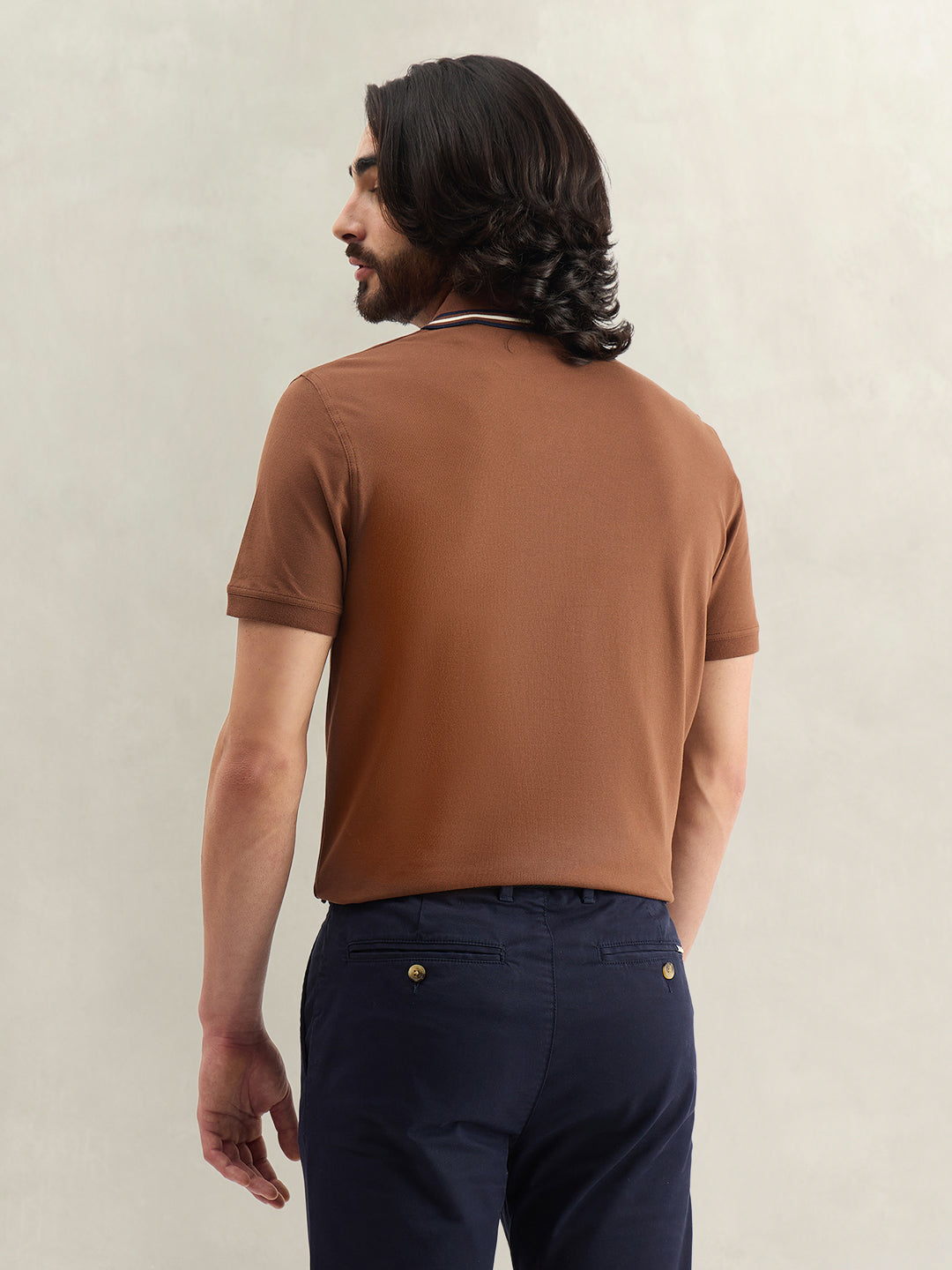 Gant Men Brown Solid Regular Fit Polo T-Shirt