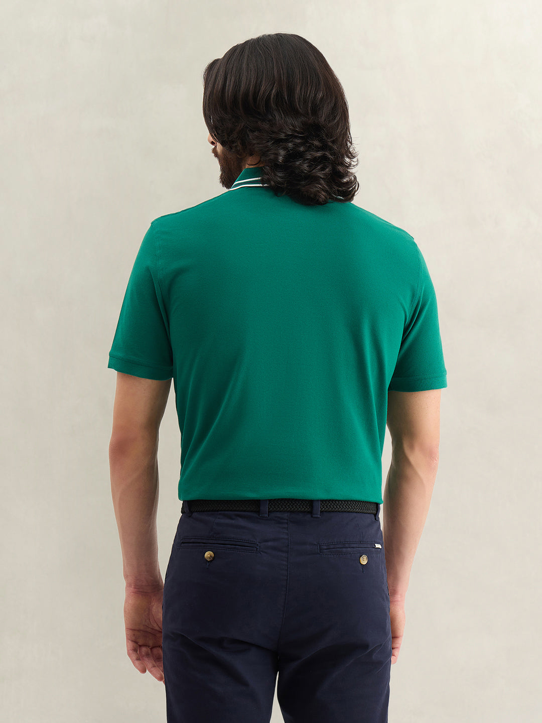 Gant Men Green Solid Regular Fit Polo T-Shirt