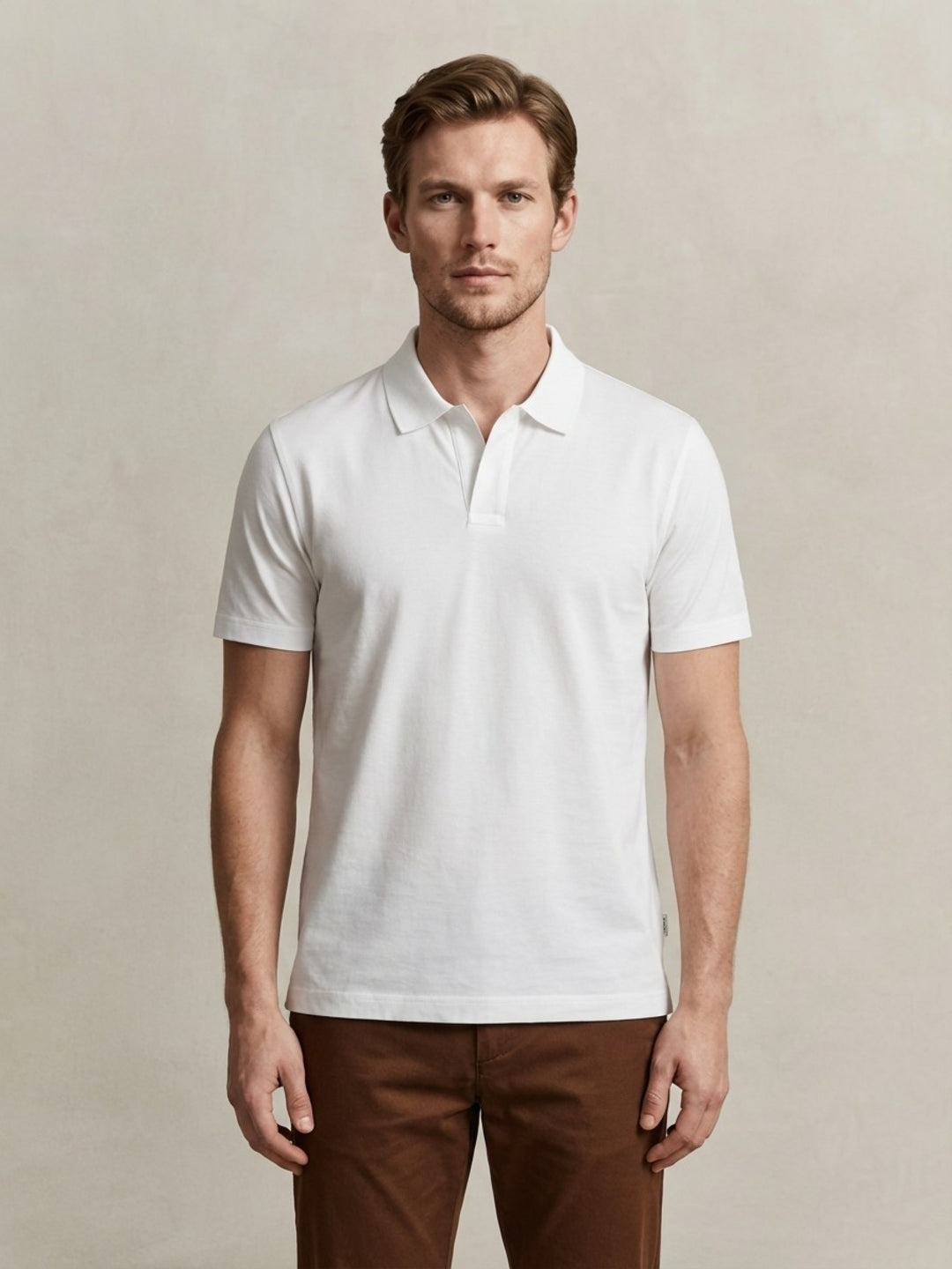 Gant Men Eggshell White Solid Regular Fit Pure Cotton Polo T-Shirt