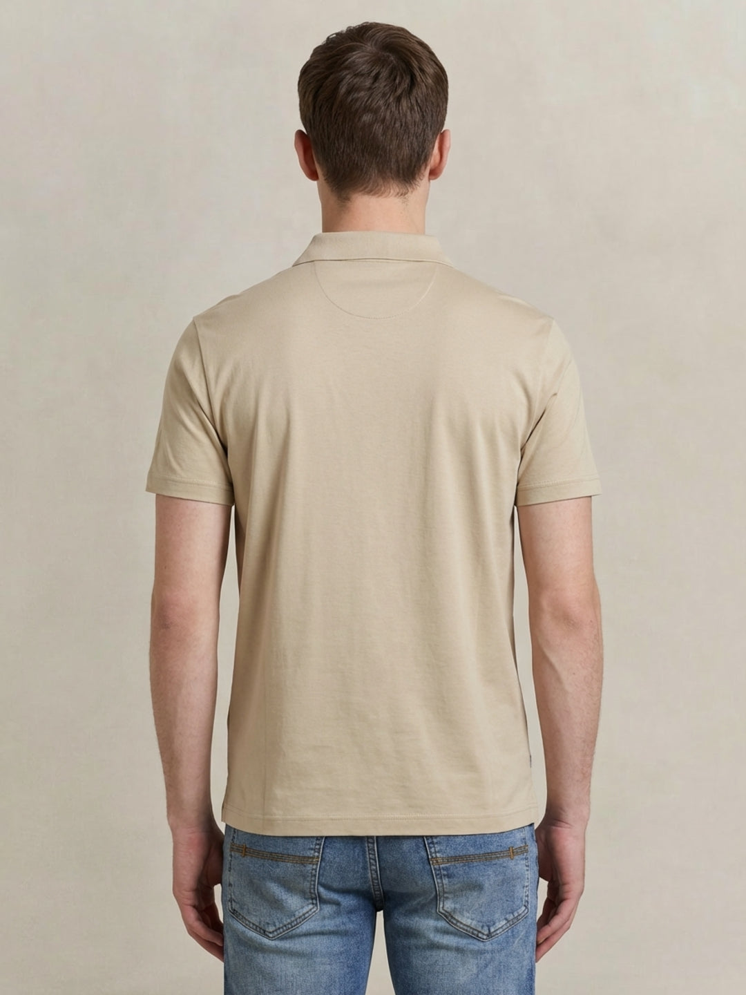 Gant Men Beige Solid Regular Fit Pure Cotton Polo T-Shirt