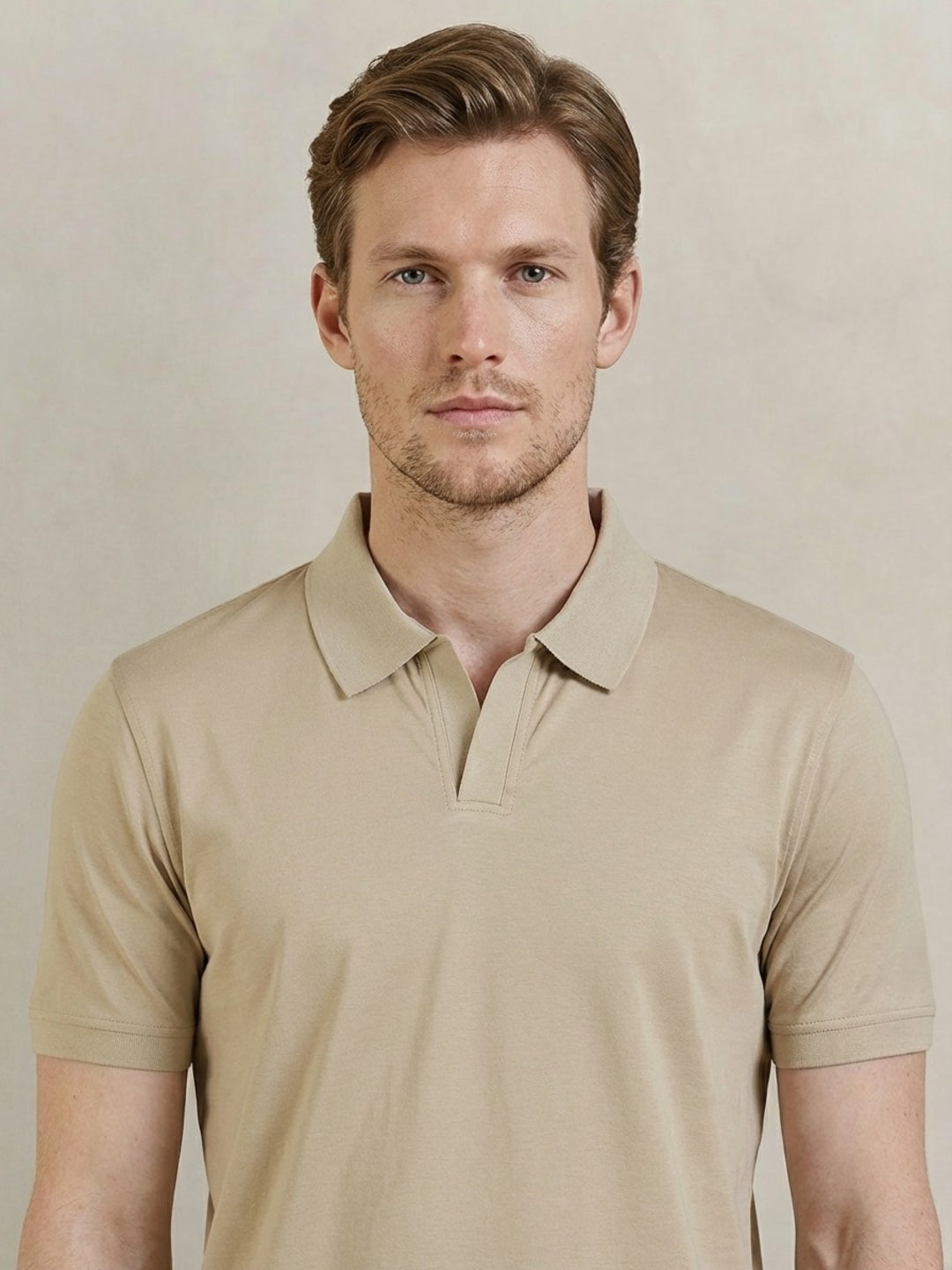 Gant Men Beige Solid Regular Fit Pure Cotton Polo T-Shirt