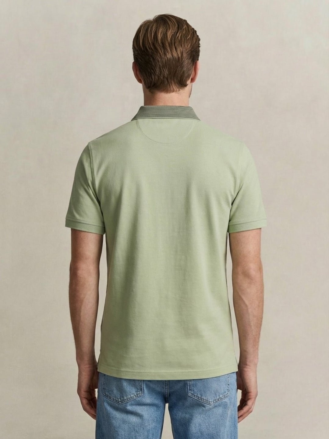 Gant Men Cotton Green Solid Polo T-Shirt