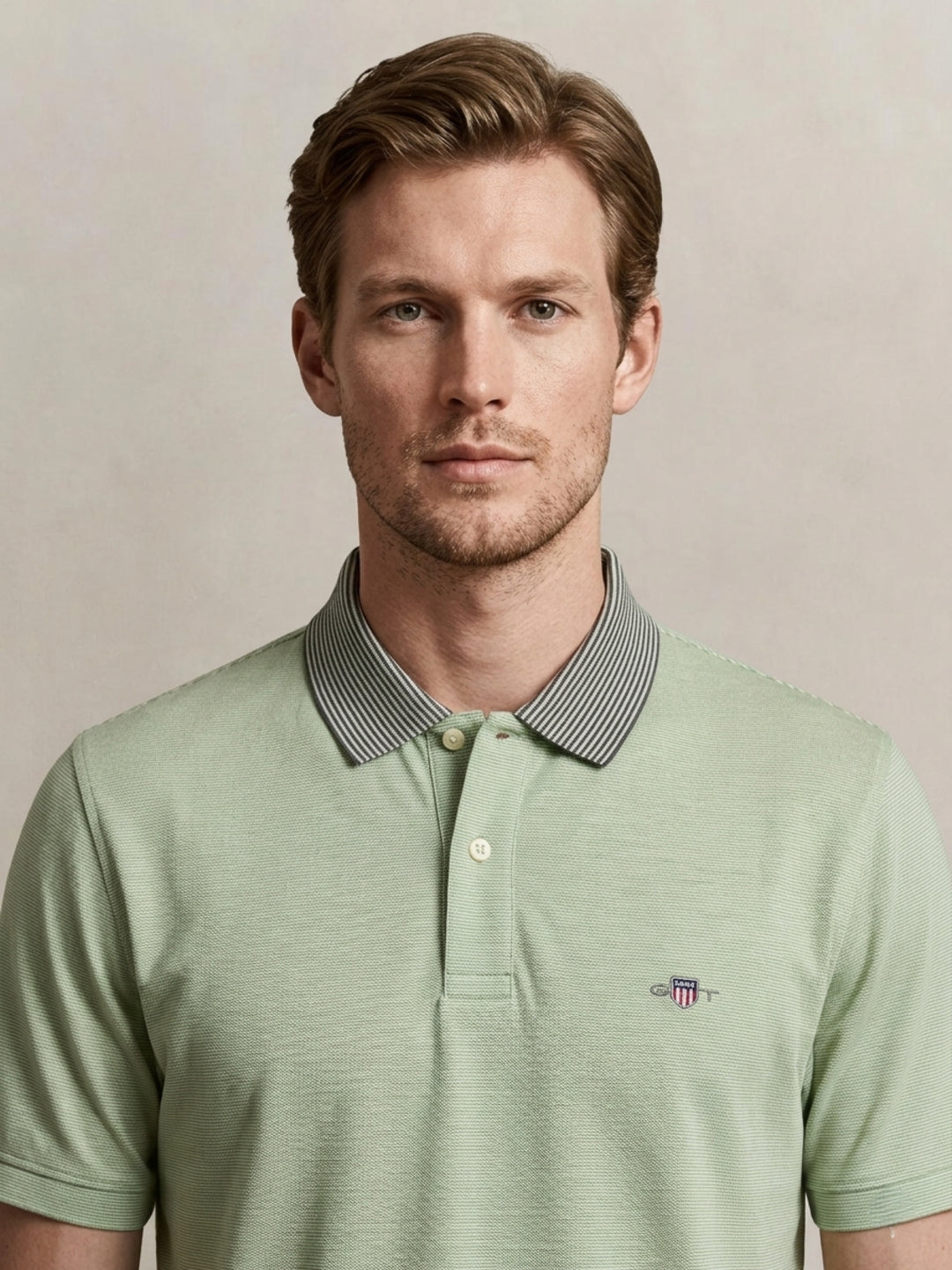 Gant Men Cotton Green Solid Polo T-Shirt