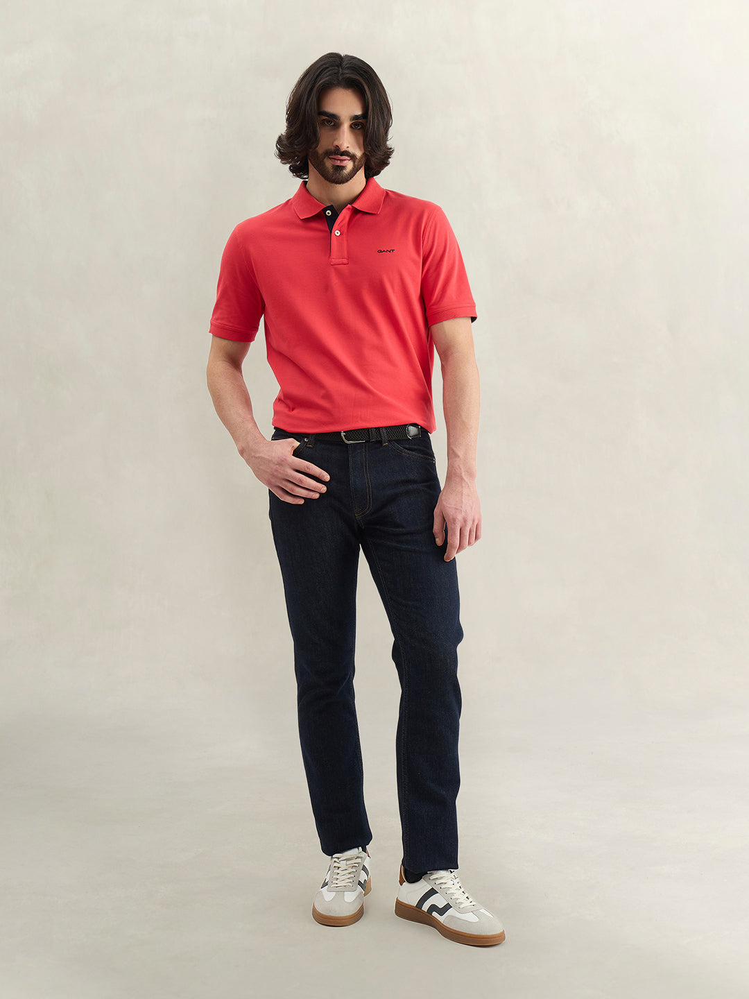 Gant Men Solid Red Polo T-Shirt