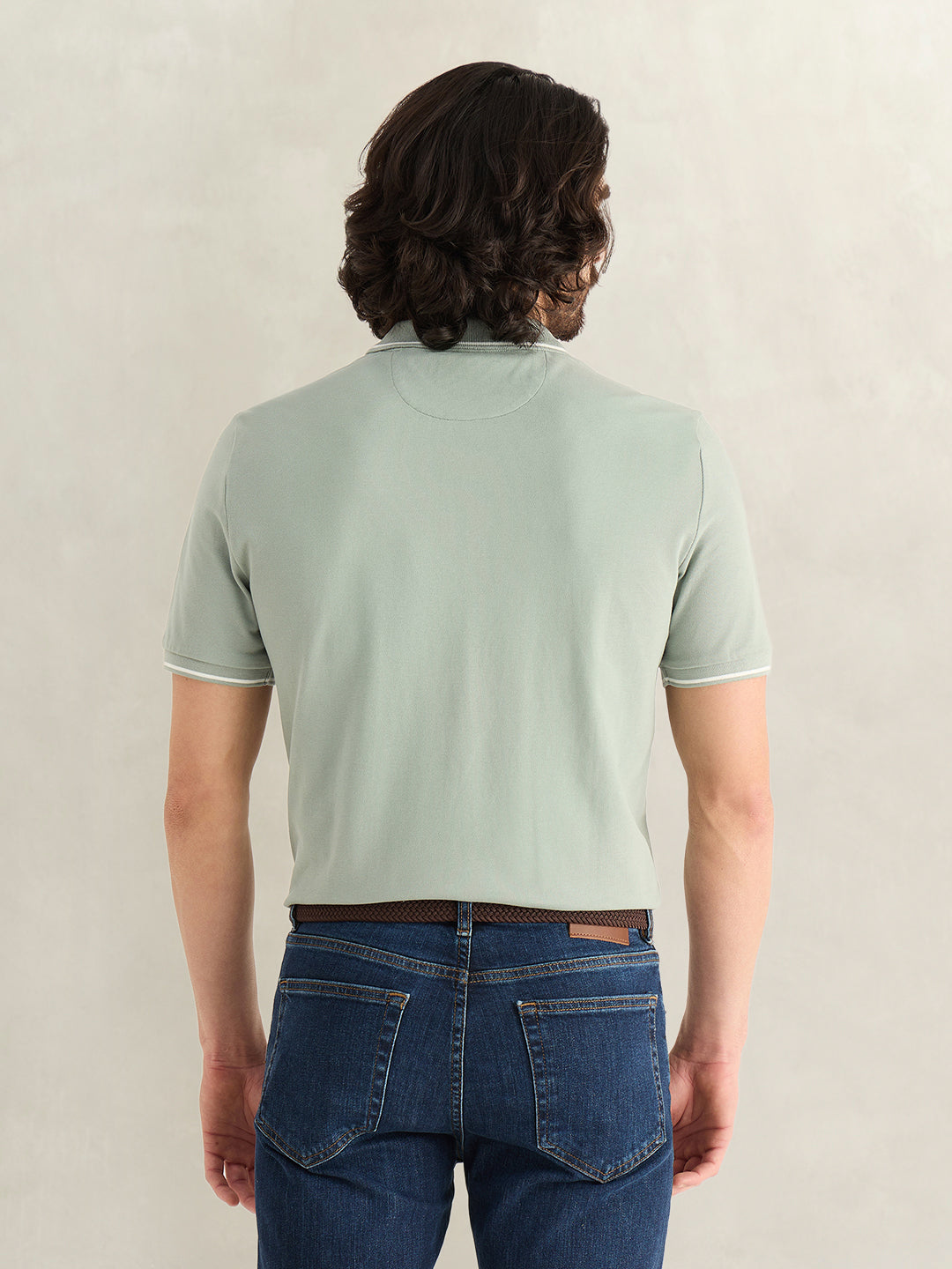 Gant Men Grey Solid Regular Fit Pique Polo T-Shirt