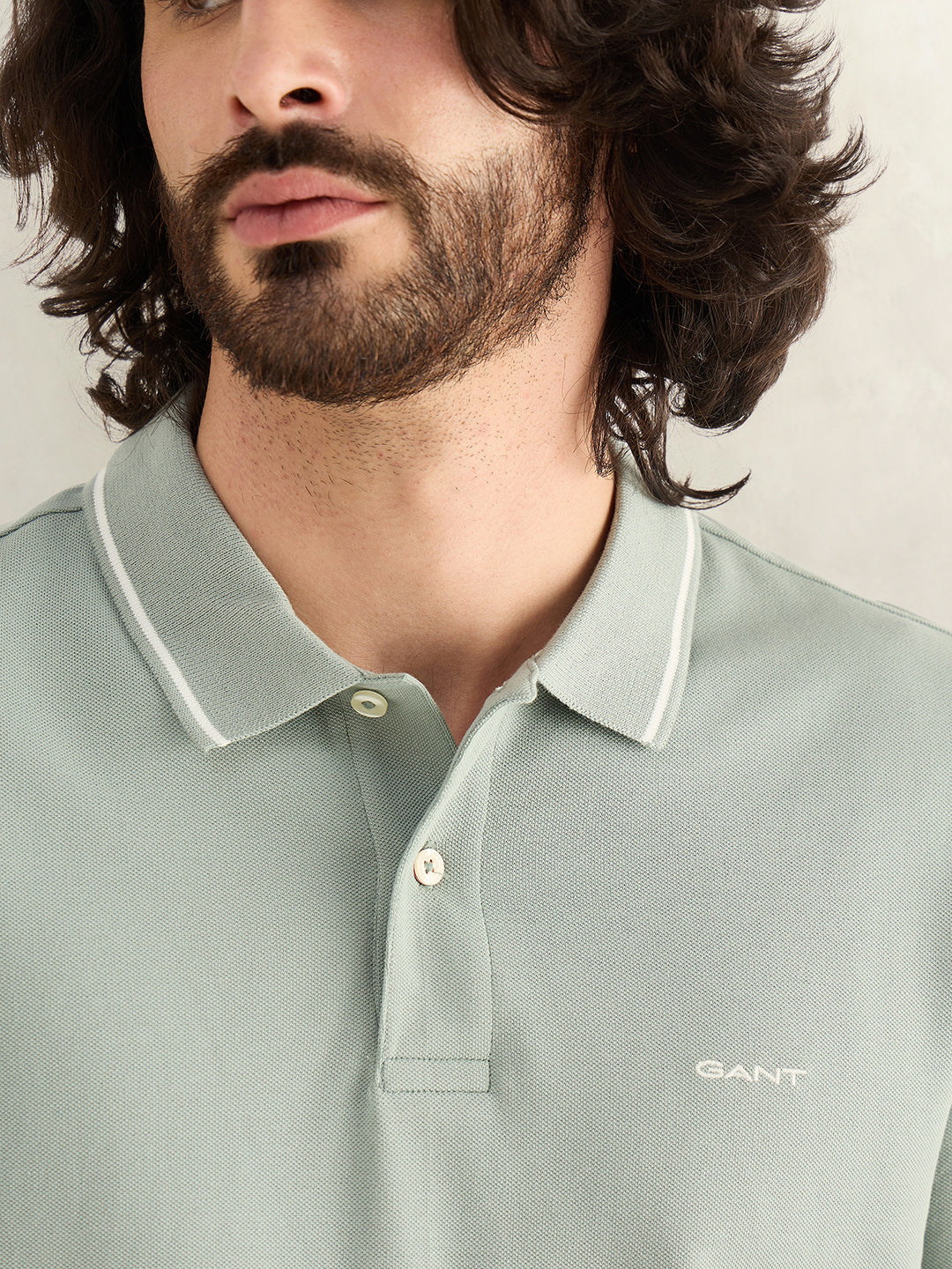 Gant Men Grey Solid Regular Fit Pique Polo T-Shirt