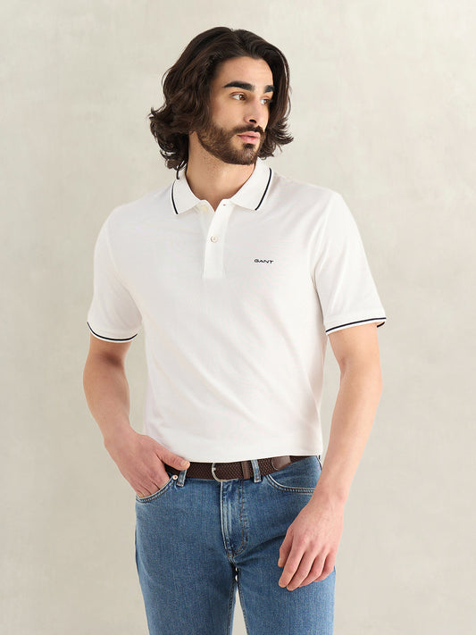 Gant Men White Polo T-Shirt
