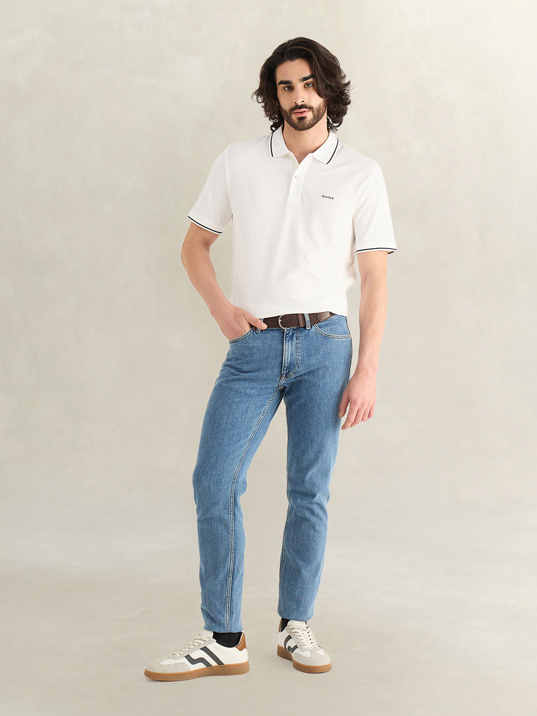 Gant Men White Polo T-Shirt